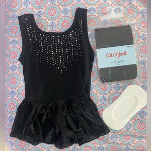 Dance footless tights, dress, and socks